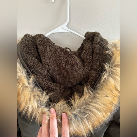 Sam Edelman Army Green Long Women's  Faux Fur Hooded Down Puffer Jacket Size XS - Picture 13 of 15